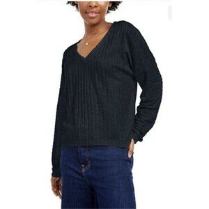 Hippie Rose womens Juniors Top Sz XL Shirt  blouse Cozy V-Neck Ribbed Blue